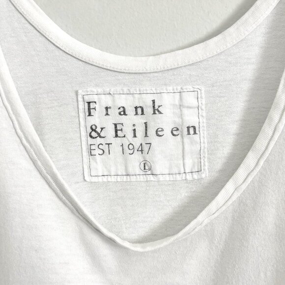 Frank & Eileen Heritage Jersey Tank Jumpsuit in White Drawstring Waist Sz Large - Picture 6 of 9